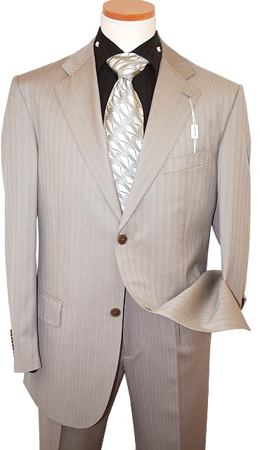 Giorgio Sanetti Champagne/Cream Pinstripes Super 150's 100% Wool Suit